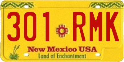 NM license plate 301RMK