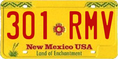 NM license plate 301RMV