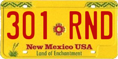 NM license plate 301RND