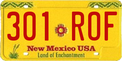 NM license plate 301ROF
