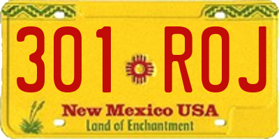 NM license plate 301ROJ