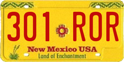 NM license plate 301ROR