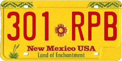 NM license plate 301RPB