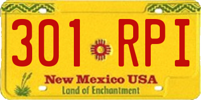 NM license plate 301RPI