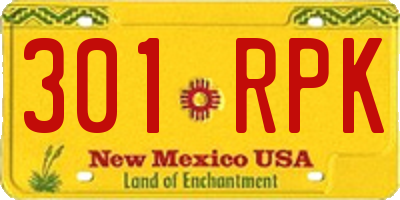NM license plate 301RPK