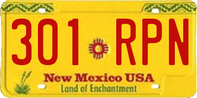 NM license plate 301RPN