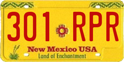 NM license plate 301RPR