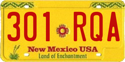NM license plate 301RQA