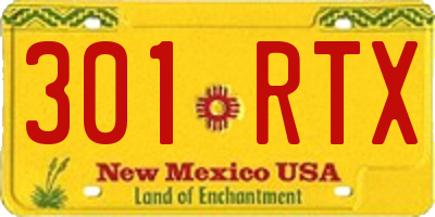 NM license plate 301RTX