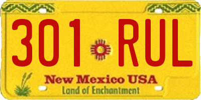 NM license plate 301RUL
