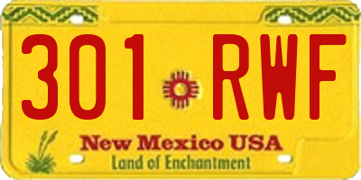 NM license plate 301RWF