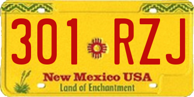 NM license plate 301RZJ