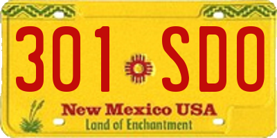 NM license plate 301SDO