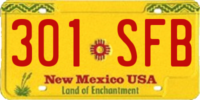 NM license plate 301SFB