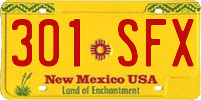 NM license plate 301SFX