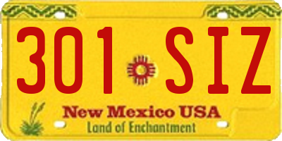 NM license plate 301SIZ