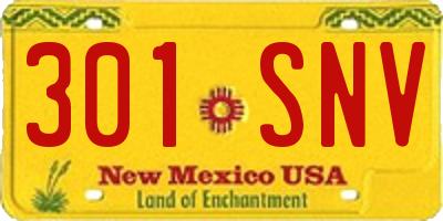 NM license plate 301SNV