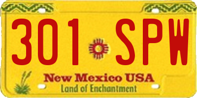 NM license plate 301SPW