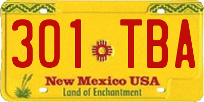 NM license plate 301TBA