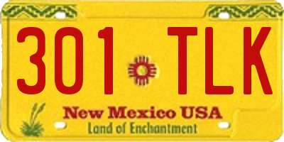 NM license plate 301TLK