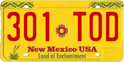 NM license plate 301TOD