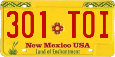 NM license plate 301TOI
