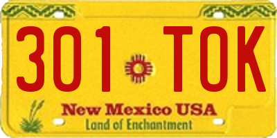 NM license plate 301TOK