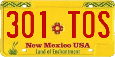 NM license plate 301TOS