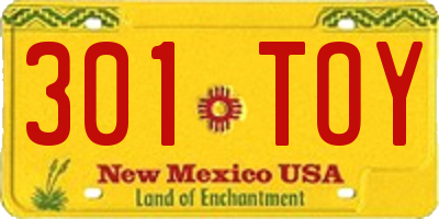 NM license plate 301TOY