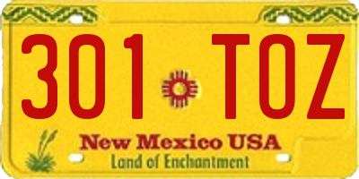 NM license plate 301TOZ