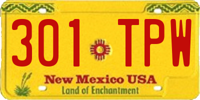 NM license plate 301TPW
