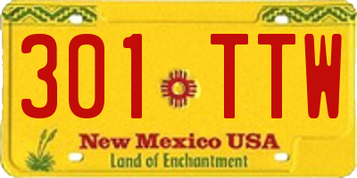 NM license plate 301TTW