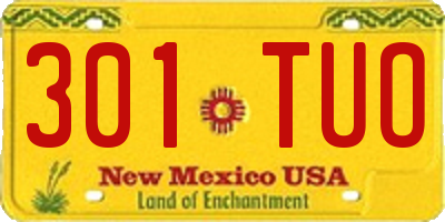 NM license plate 301TUO