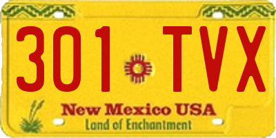 NM license plate 301TVX