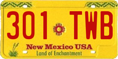 NM license plate 301TWB