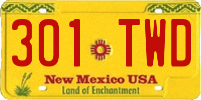 NM license plate 301TWD
