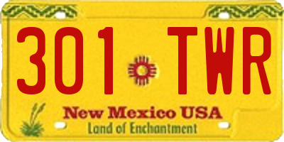 NM license plate 301TWR