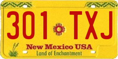 NM license plate 301TXJ