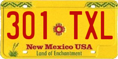 NM license plate 301TXL
