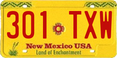 NM license plate 301TXW