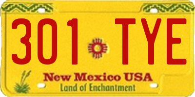 NM license plate 301TYE