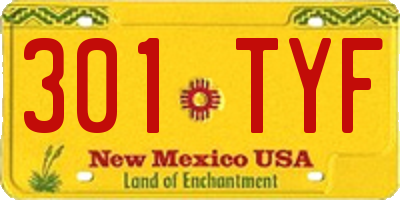 NM license plate 301TYF