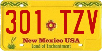 NM license plate 301TZV