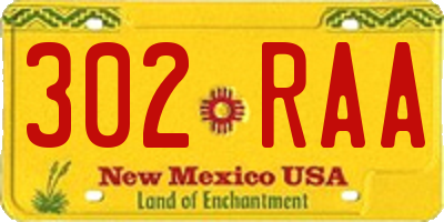 NM license plate 302RAA