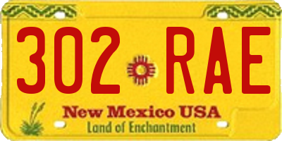 NM license plate 302RAE