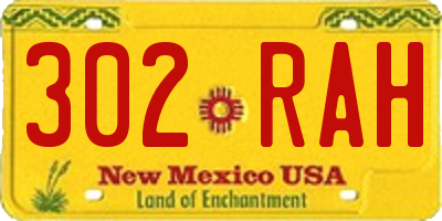 NM license plate 302RAH