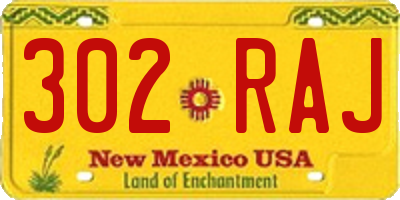 NM license plate 302RAJ