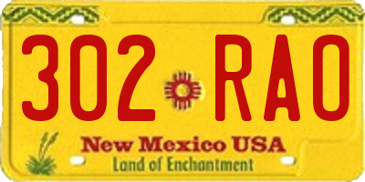 NM license plate 302RAO