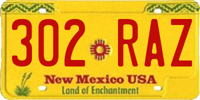 NM license plate 302RAZ