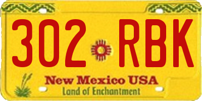 NM license plate 302RBK